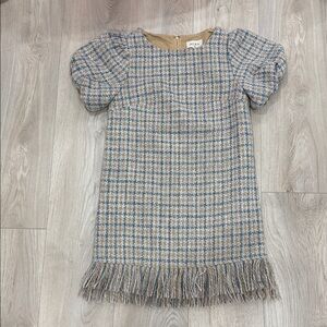 Aura Blue and Tan Tweed Dress